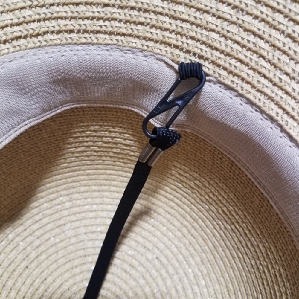 Round Straw hat with satin lace - Picture 4 of 4
